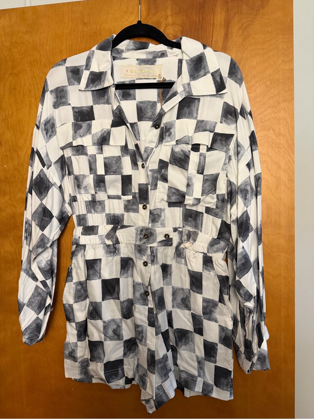 Jen’s Pirate Booty NWT Black & White Checker Romper SIZE SMALL S